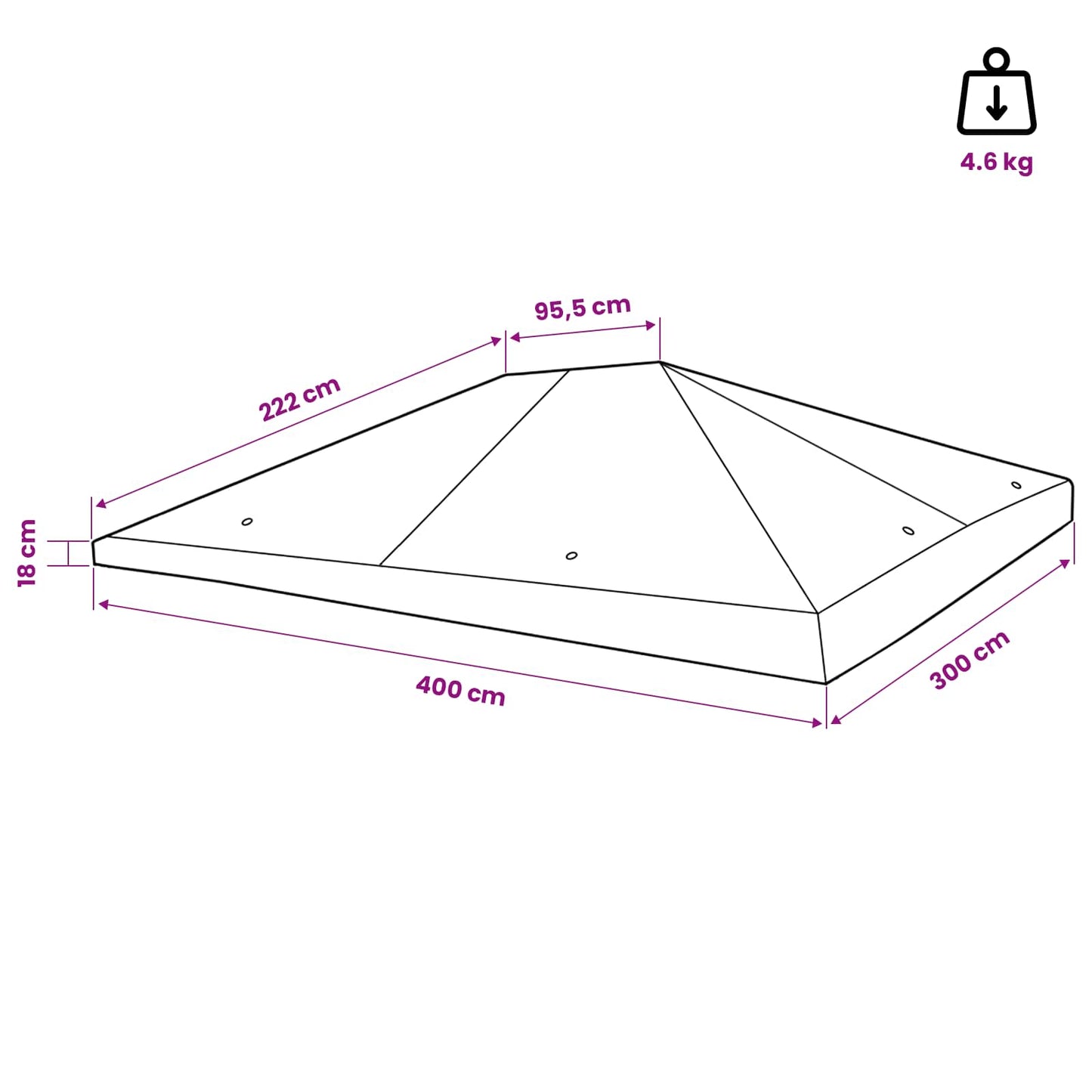 Pavillon Abdeckung 300 x 400 cm Blau