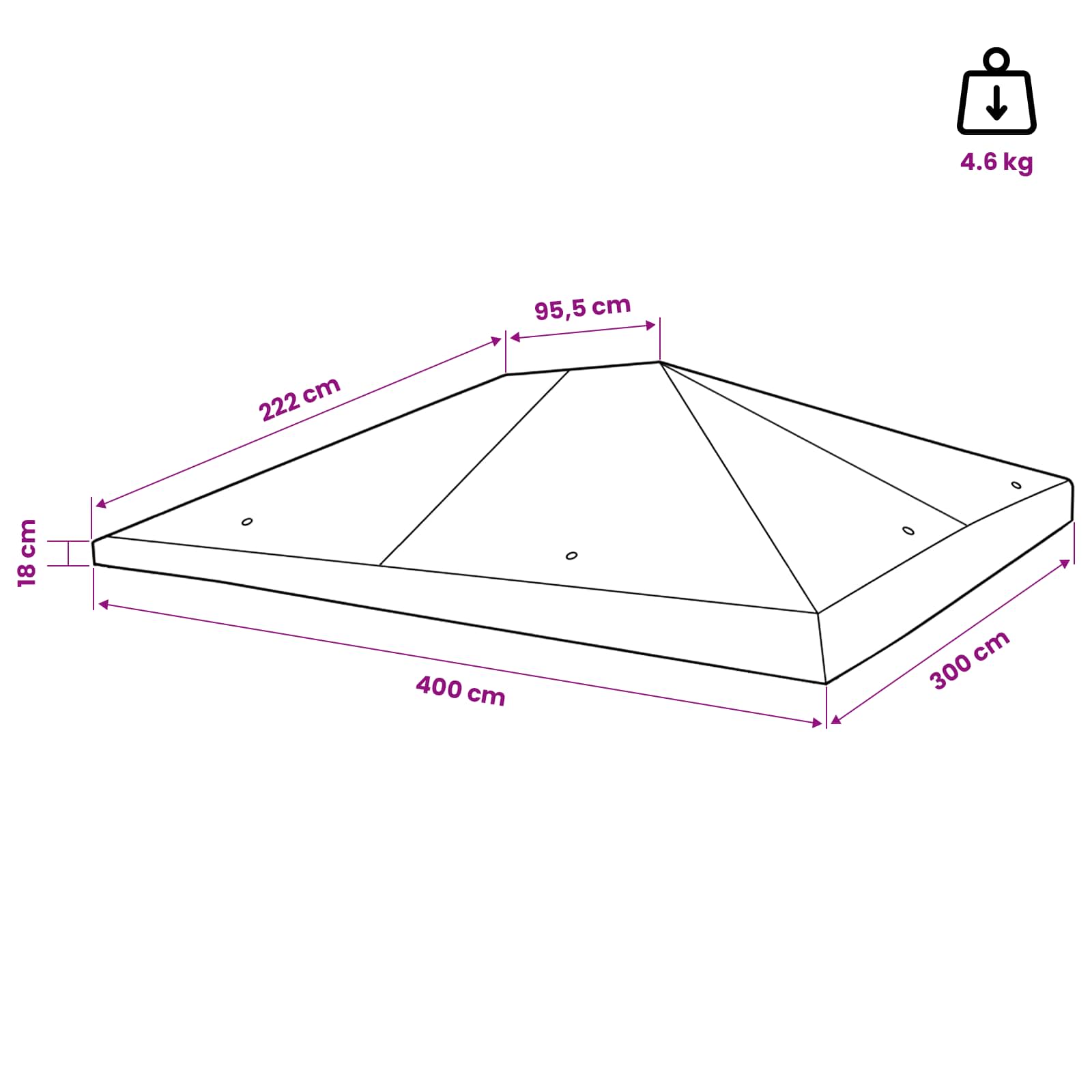 Pavillon Abdeckung 300 x 400 cm Blau