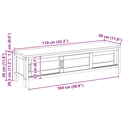 TV-Schrank 110 x 30 x 30 cm Massivholz Teak Natur