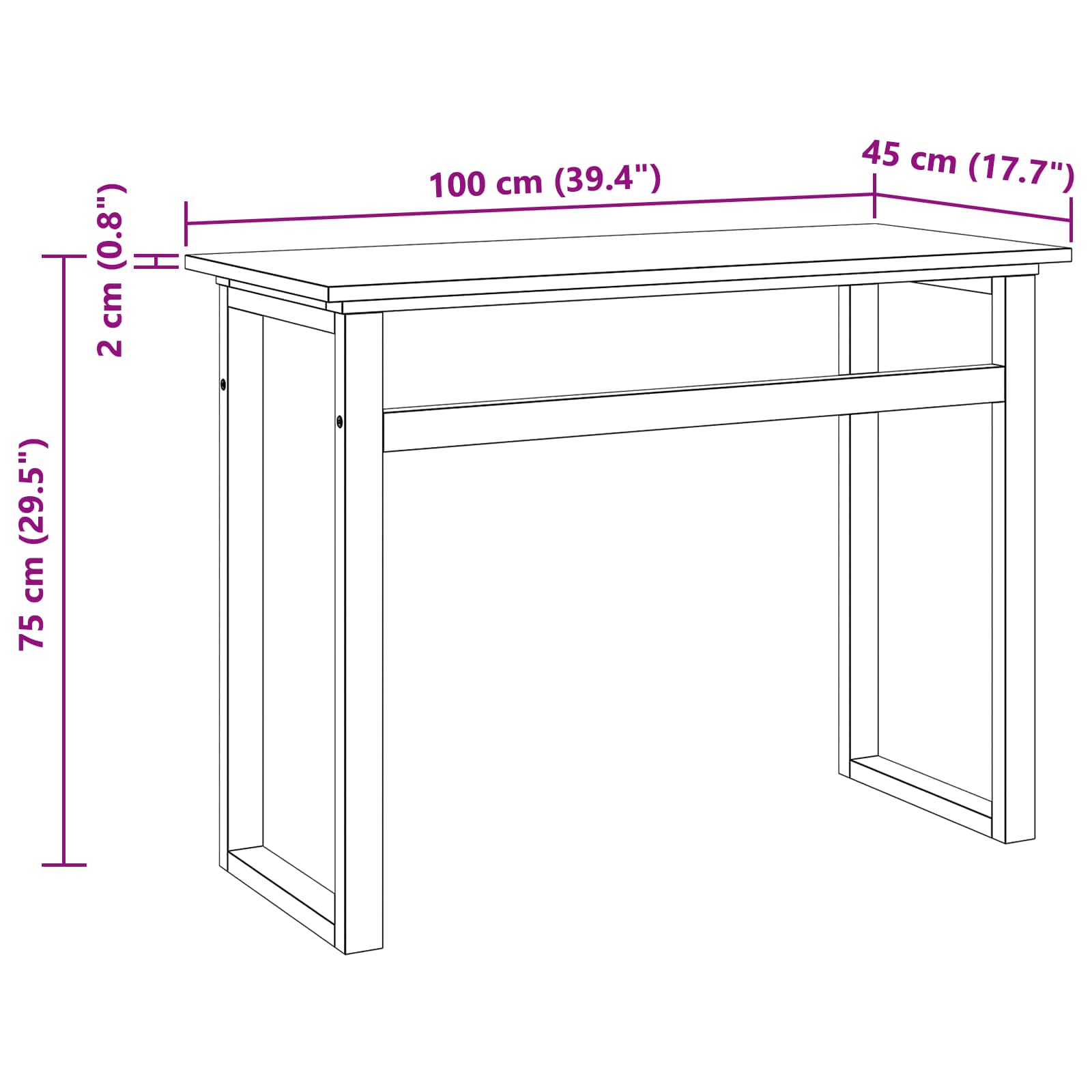 Schreibtisch Natur Massivholz Teak 100 x 45 x 75cm