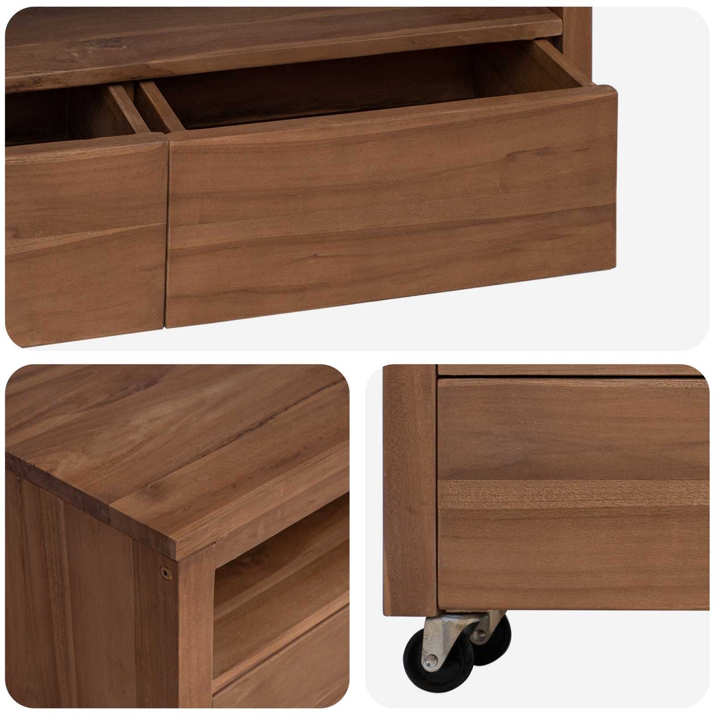 TV-Schrank 110 x 30 x 40 cm Natur Massivholz Teak