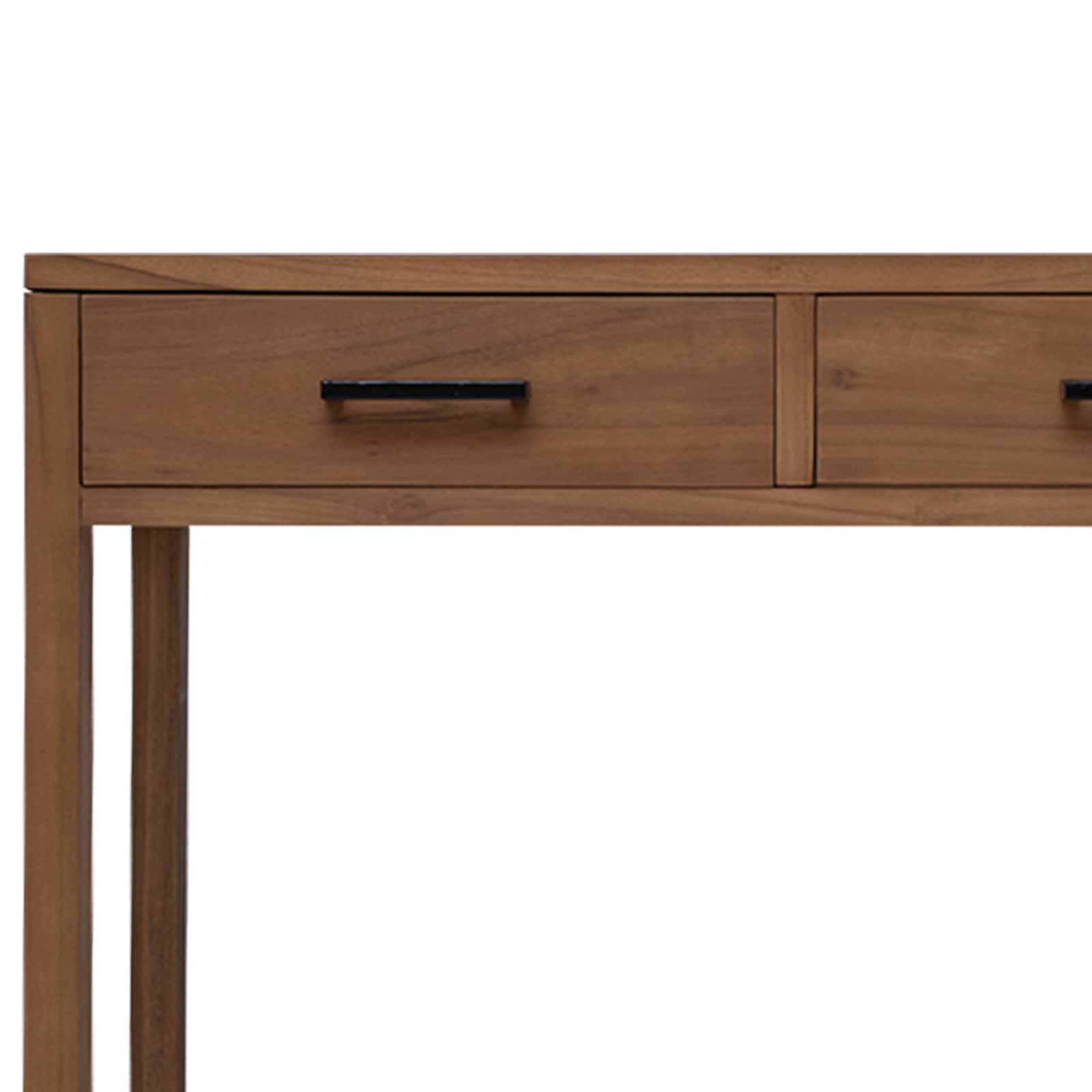 Schreibtisch mit Schubladen Natur Massivholz Teak