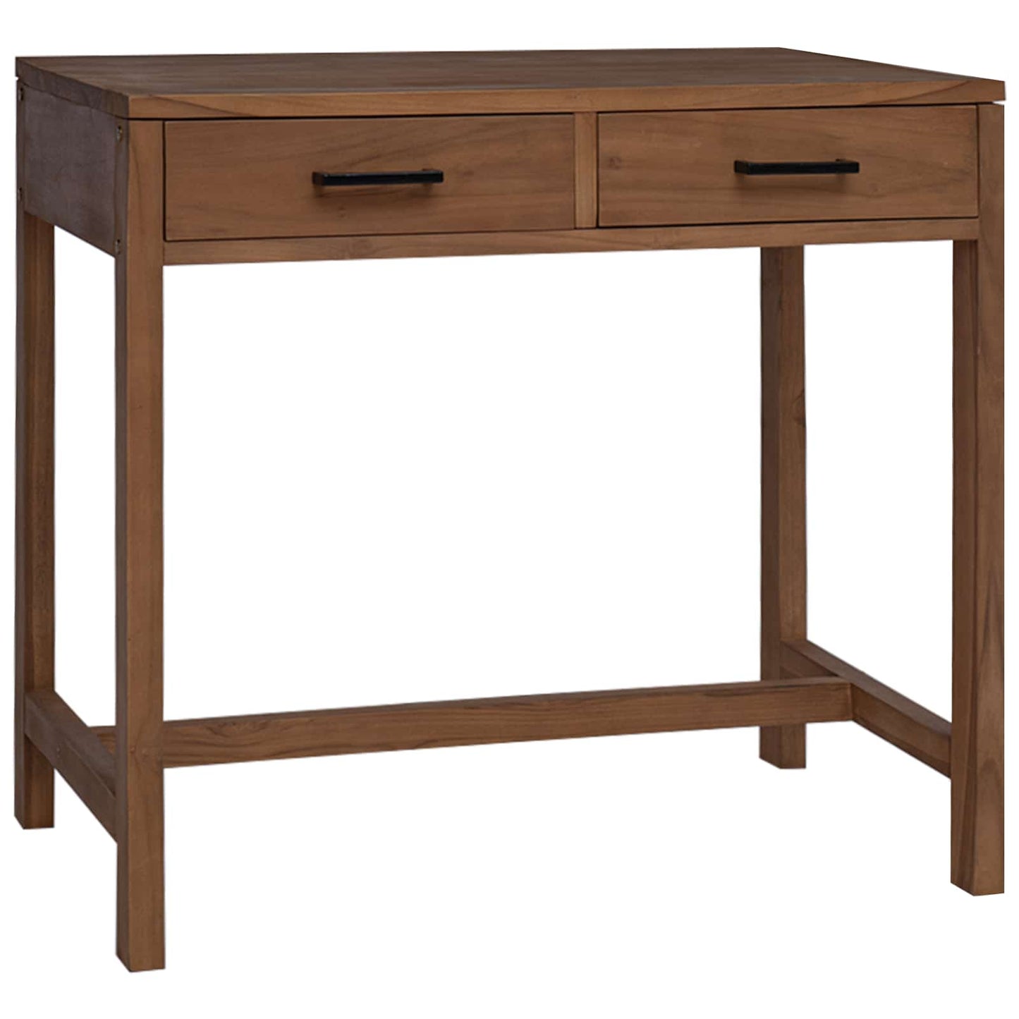 Schreibtisch mit Schubladen Natur Massivholz Teak