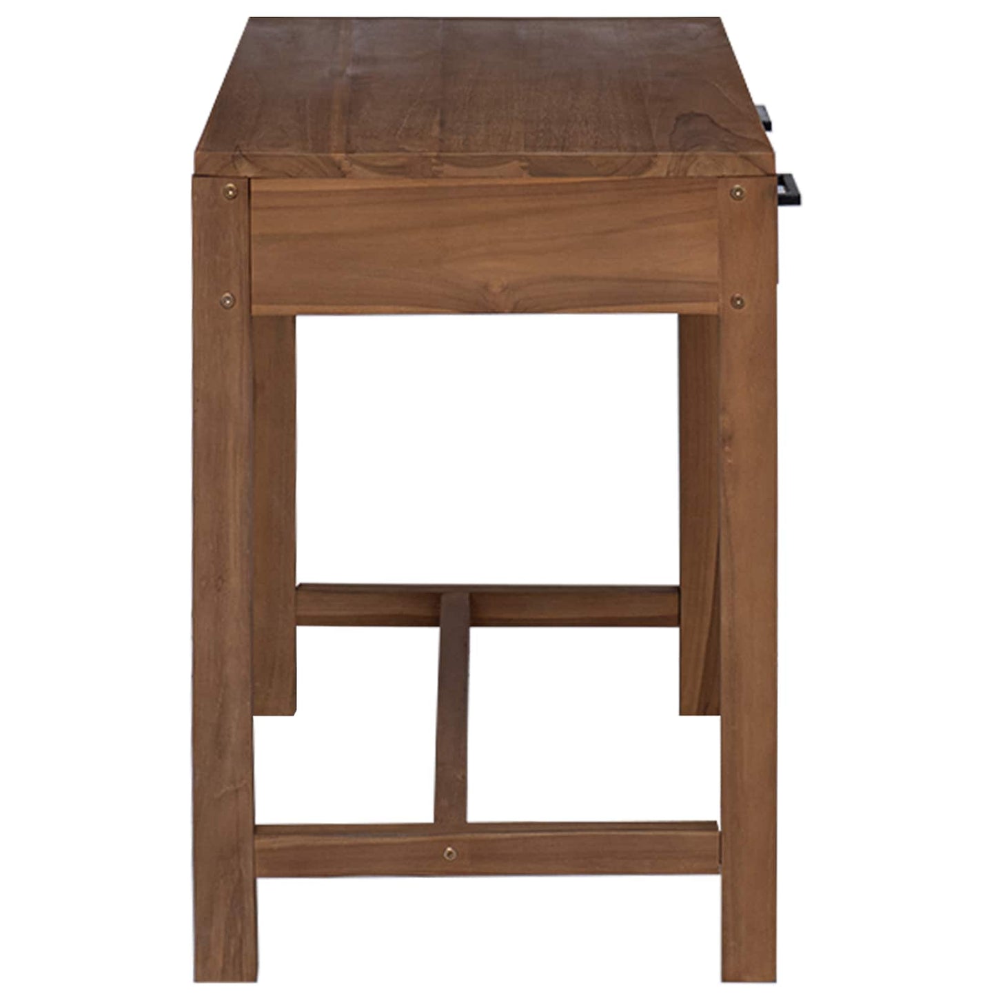 Schreibtisch mit Schubladen Natur Massivholz Teak