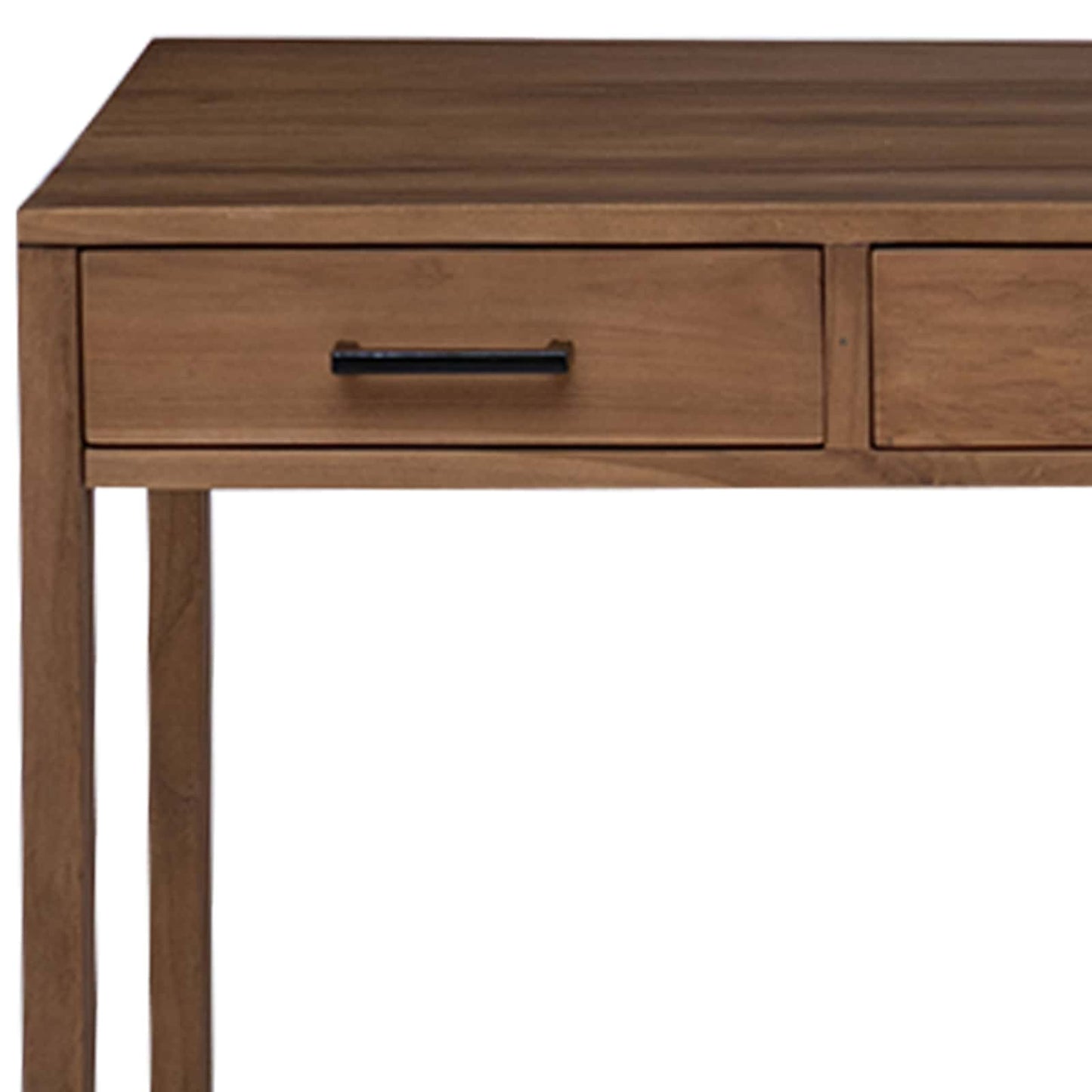 Schreibtisch mit Schubladen Natur Massivholz Teak