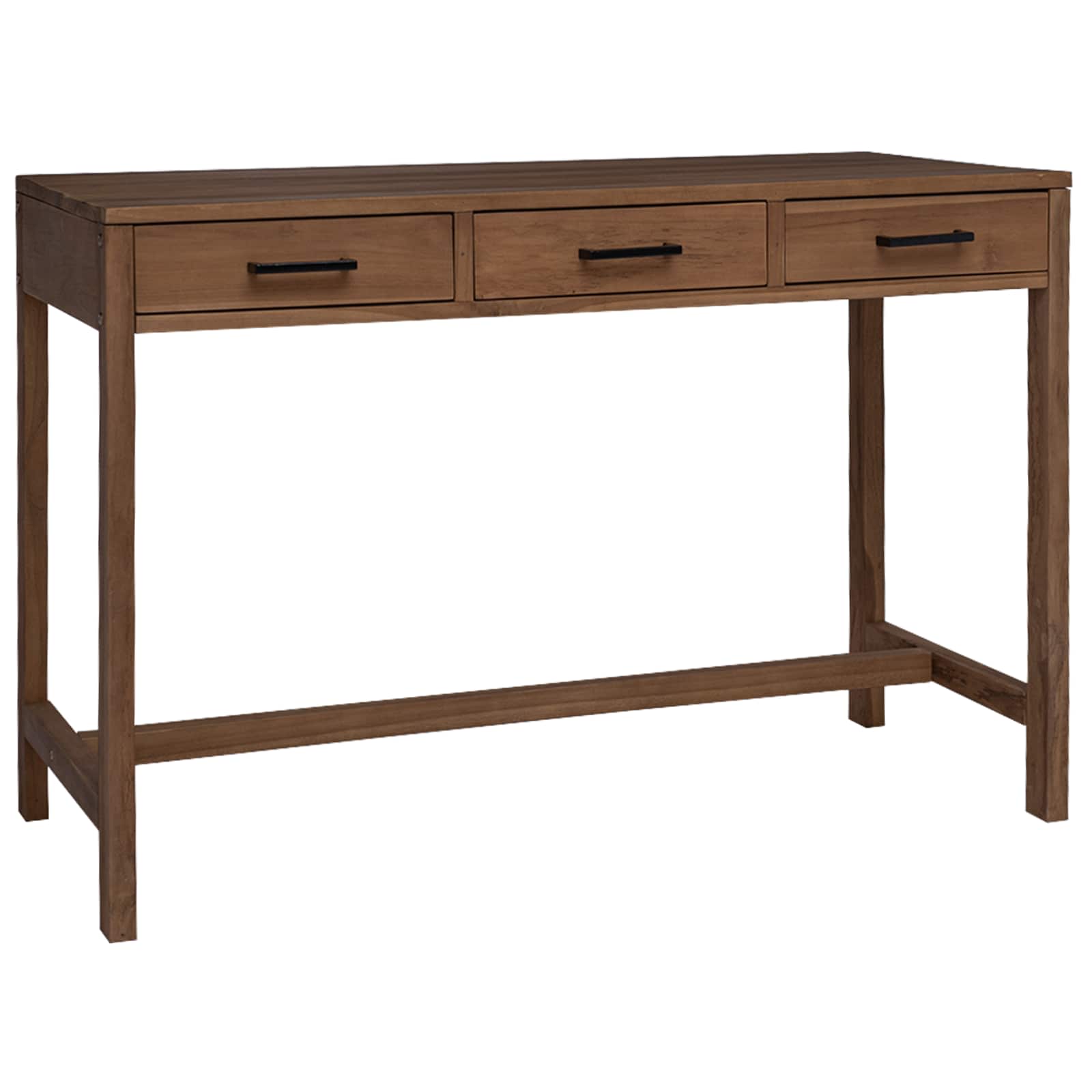 Schreibtisch mit Schubladen Natur Massivholz Teak