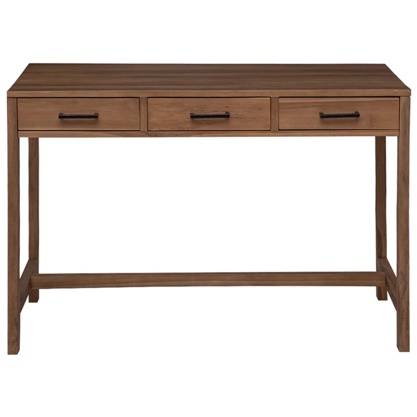 Schreibtisch mit Schubladen Natur Massivholz Teak