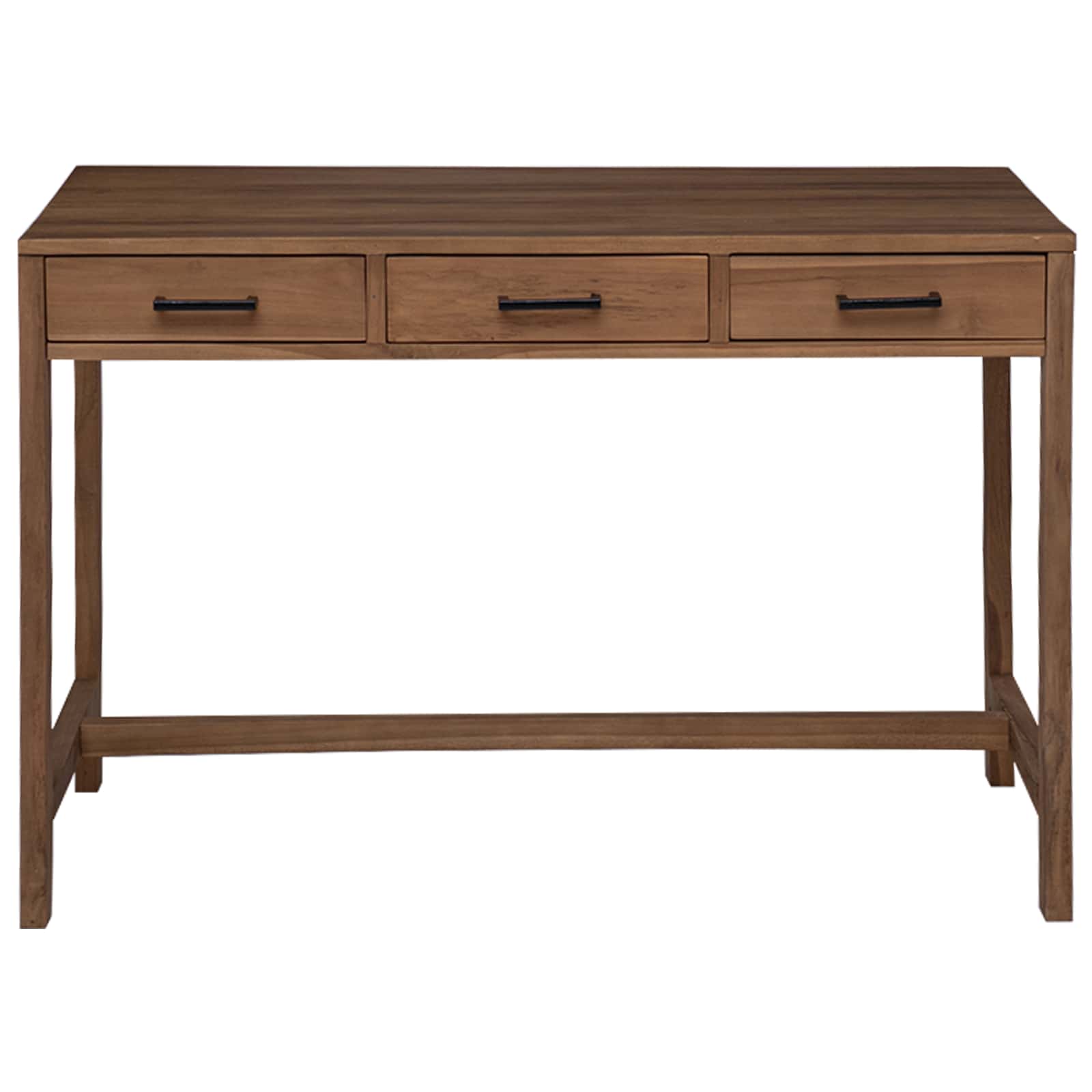 Schreibtisch mit Schubladen Natur Massivholz Teak