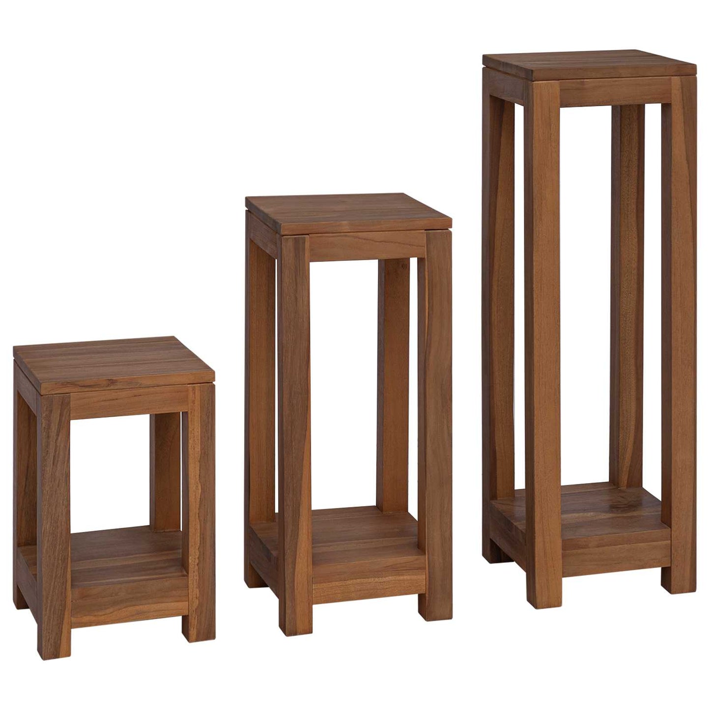 Pflanzenständer 3 Stk. Natur 25 x 25 x 80 cm Massivholz Teak
