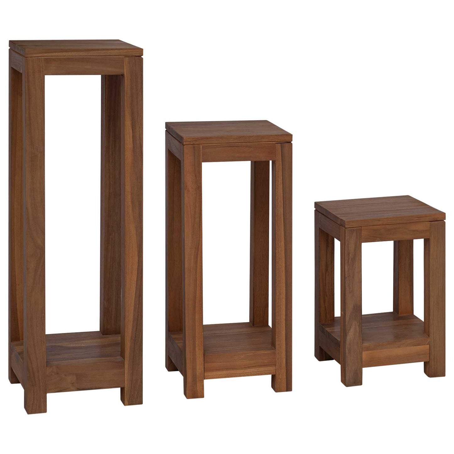 Pflanzenständer 3 Stk. Natur 25 x 25 x 80 cm Massivholz Teak