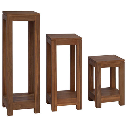 Pflanzenständer 3 Stk. Natur 25 x 25 x 80 cm Massivholz Teak