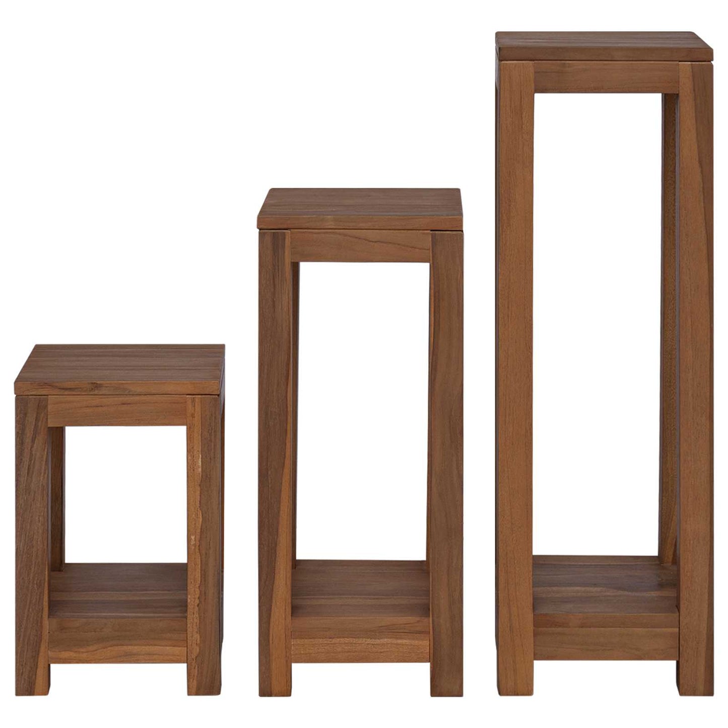 Pflanzenständer 3 Stk. Natur 25 x 25 x 80 cm Massivholz Teak