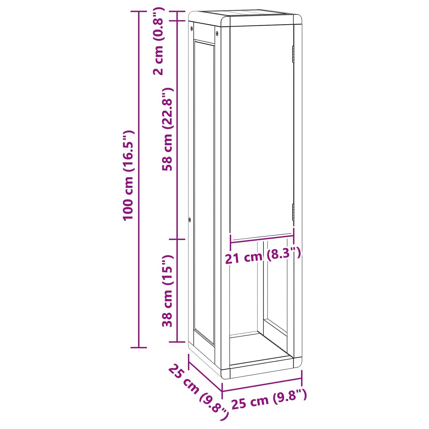 Badezimmer Seitenregal Natur 25 x 25 x 100 cm Massivholz Teak