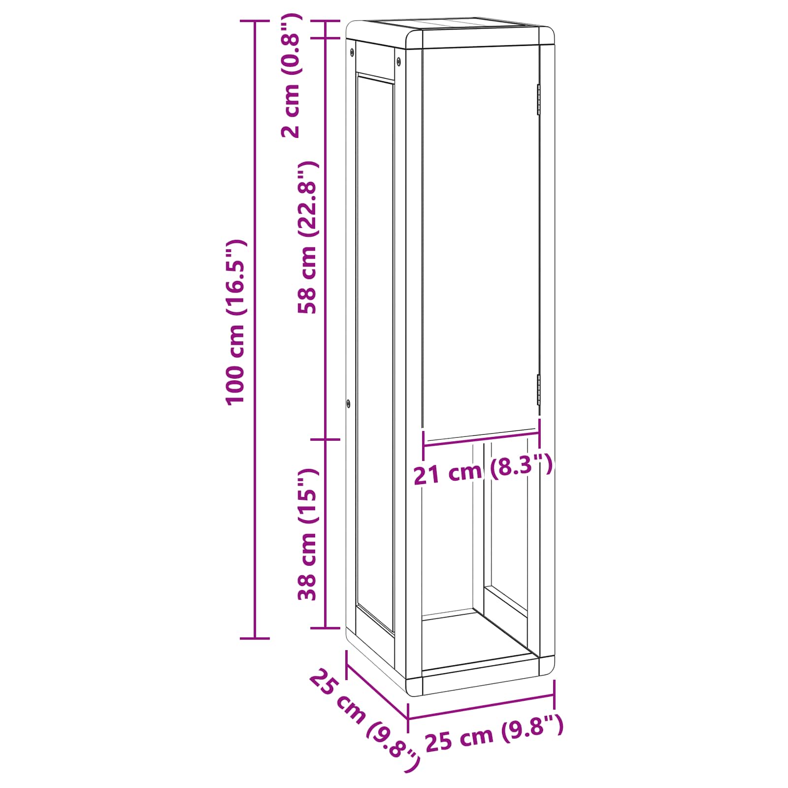 Badezimmer Seitenregal Natur 25 x 25 x 100 cm Massivholz Teak