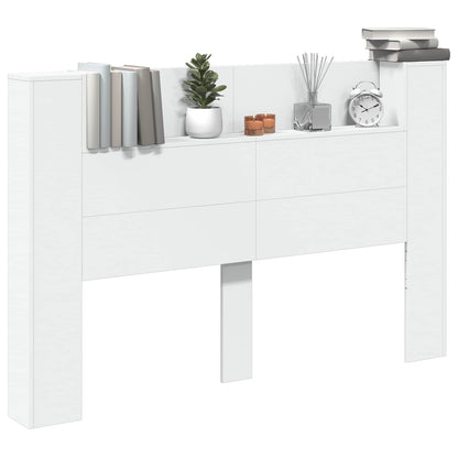 Kopfteil-Schrank mit LED Weiß Holzwerkstoff