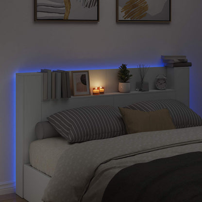 Kopfteil-Schrank mit LED Weiß Holzwerkstoff