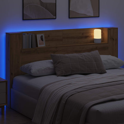 Kopfteil-Schrank mit LED Artisan-Eiche Holzwerkstoff