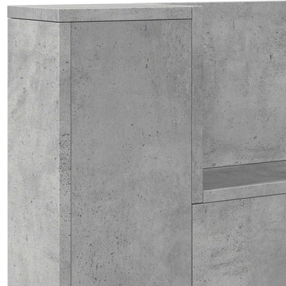 Kopfteil-Schrank mit LED Beton Holzwerkstoff