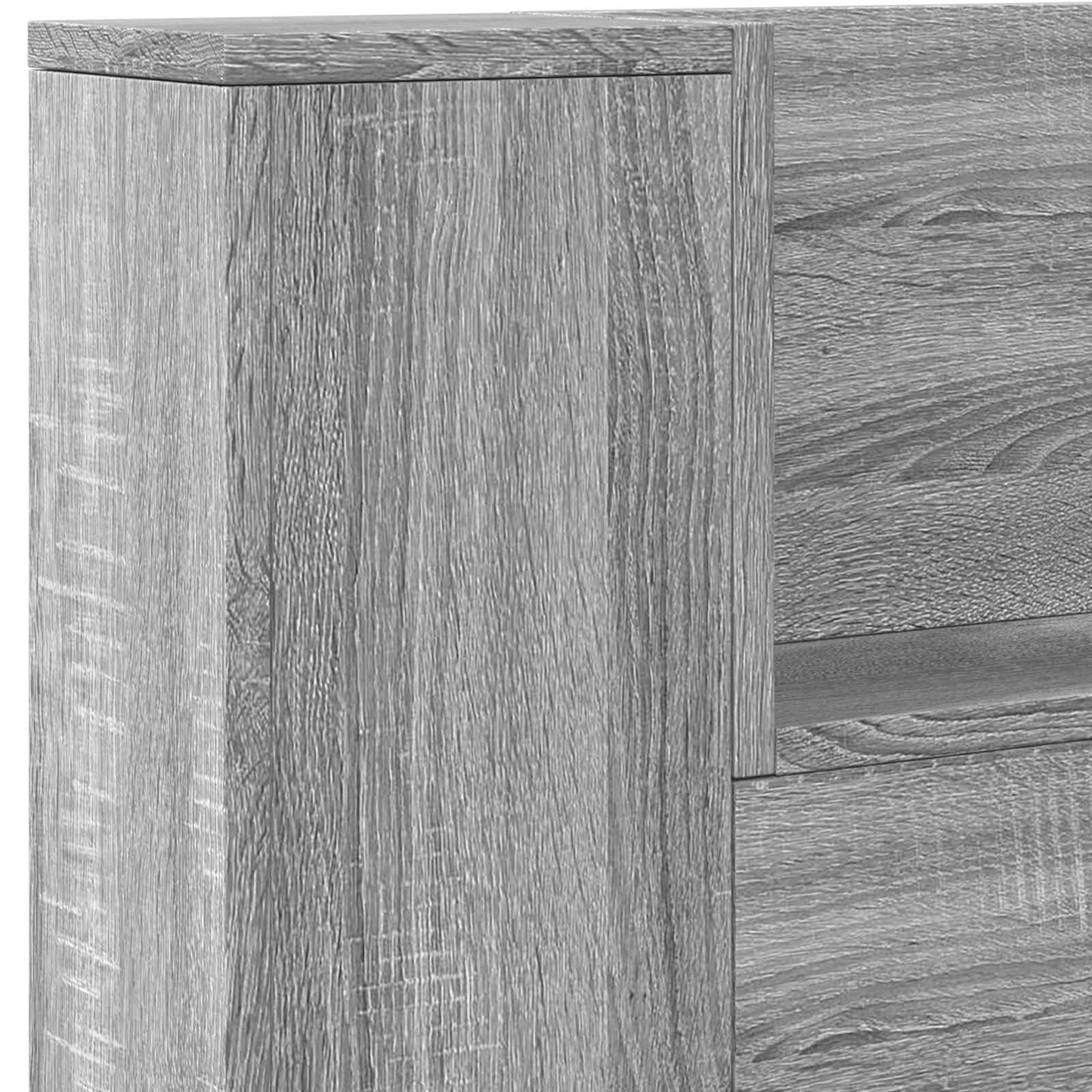 Kopfteil-Schrank mit LED Graues Sonoma Holzwerkstoff