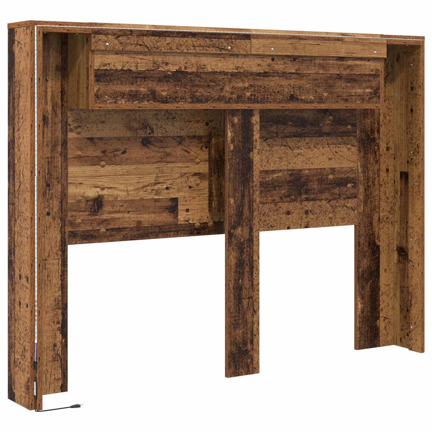 Kopfteil-Schrank mit LED Altholz Holzwerkstoff