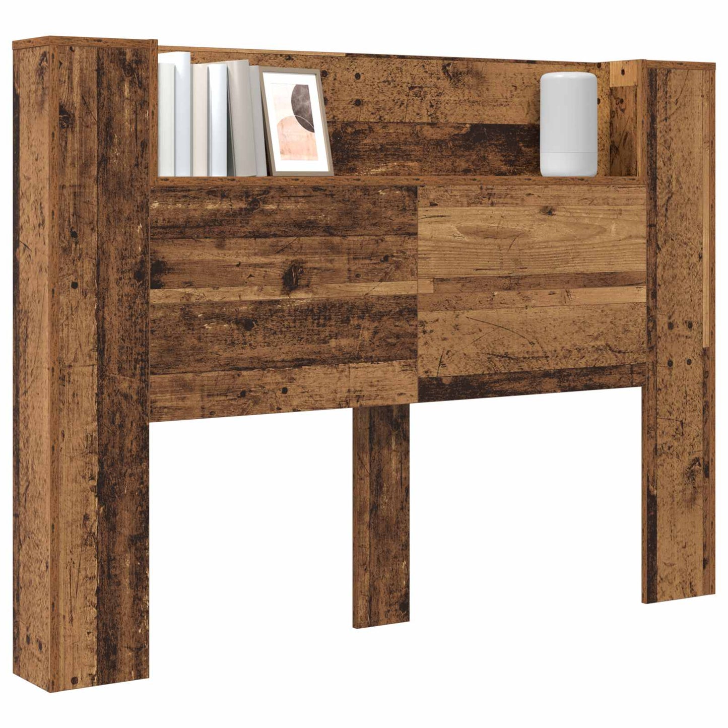 Kopfteil-Schrank mit LED Altholz Holzwerkstoff