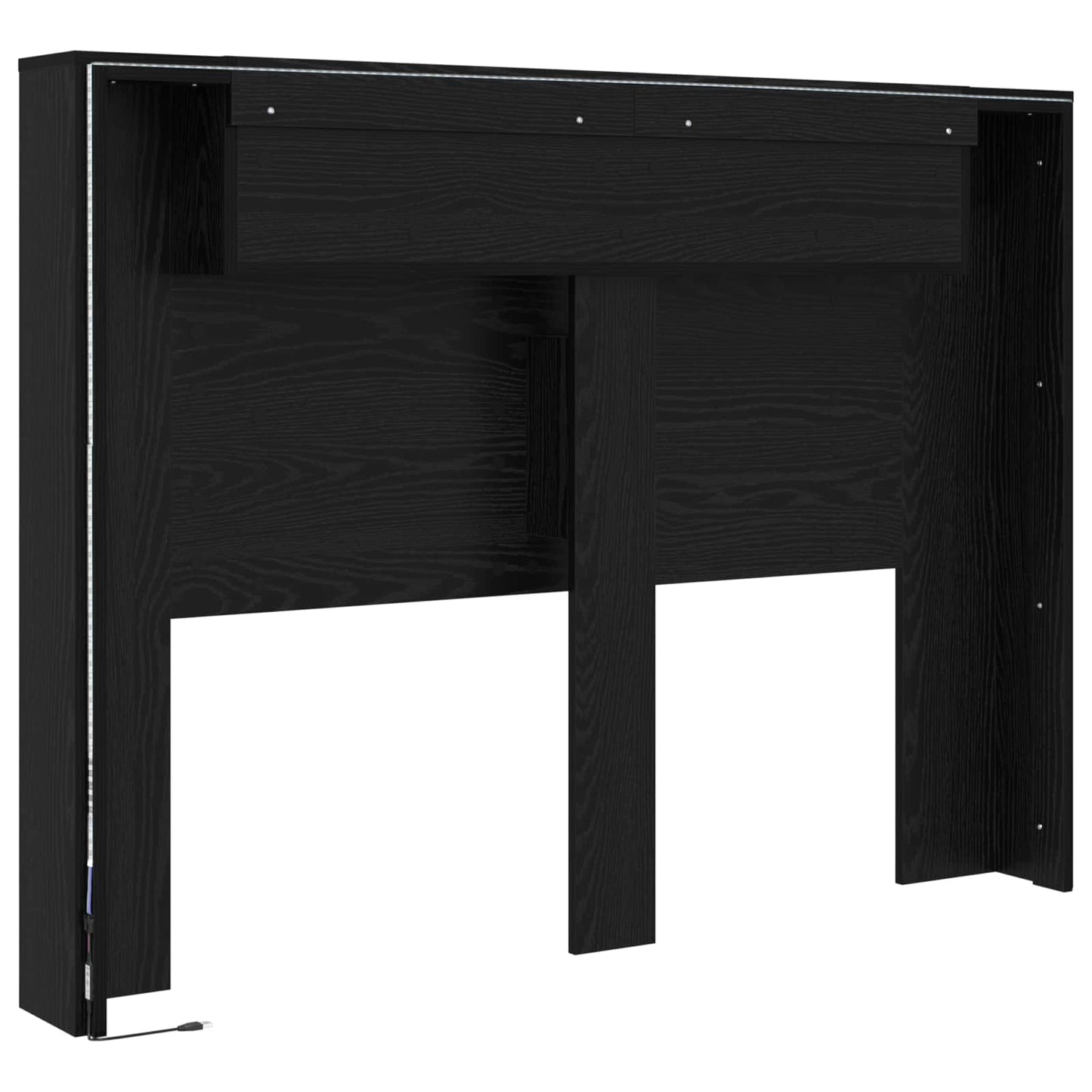 Kopfteil-Schrank mit LED Schwarze Eiche Holzwerkstoff