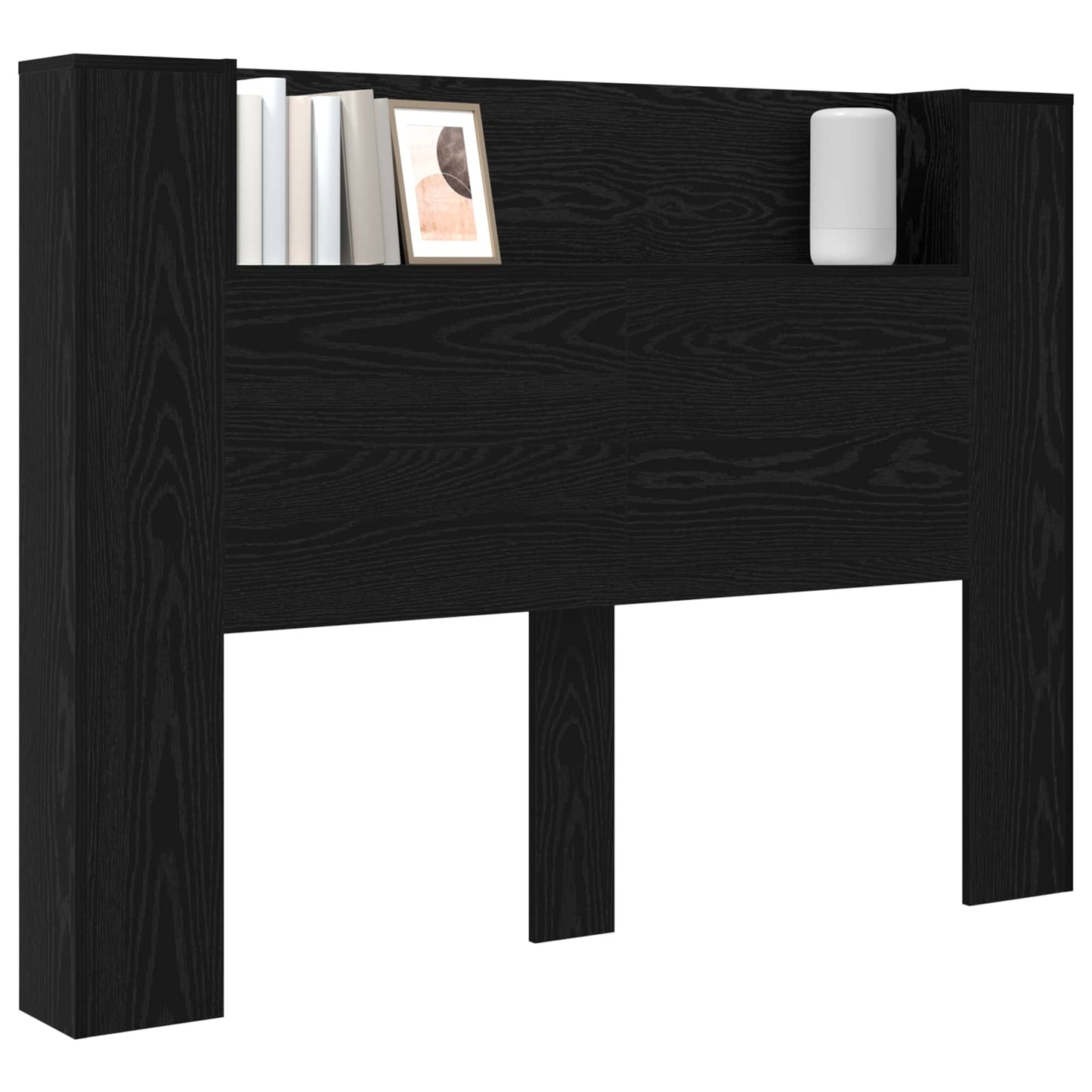 Kopfteil-Schrank mit LED Schwarze Eiche Holzwerkstoff