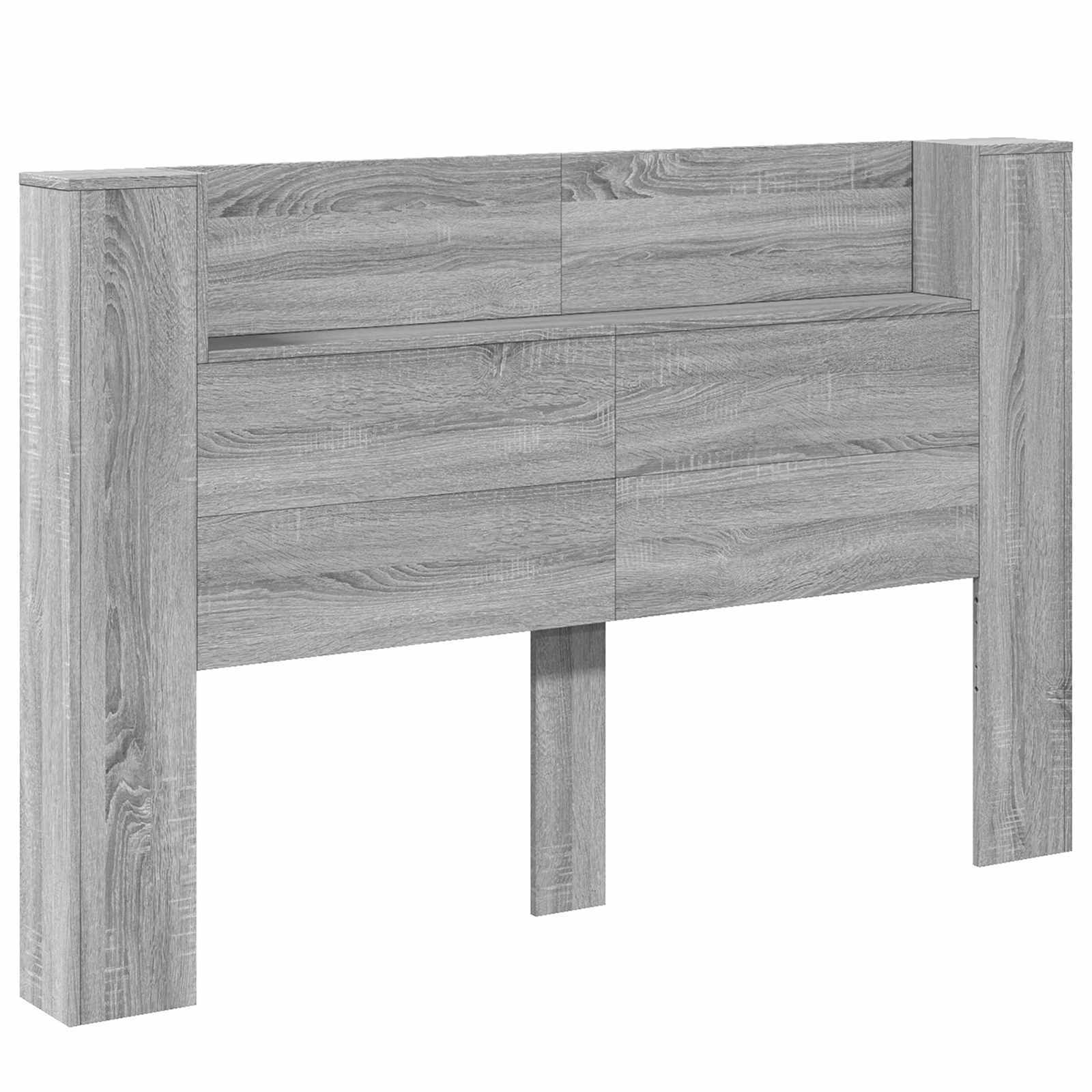 Kopfteil-Schrank mit LED Graues Sonoma Holzwerkstoff