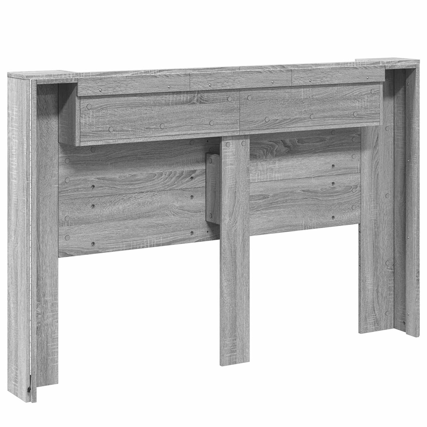 Kopfteil-Schrank mit LED Graues Sonoma Holzwerkstoff