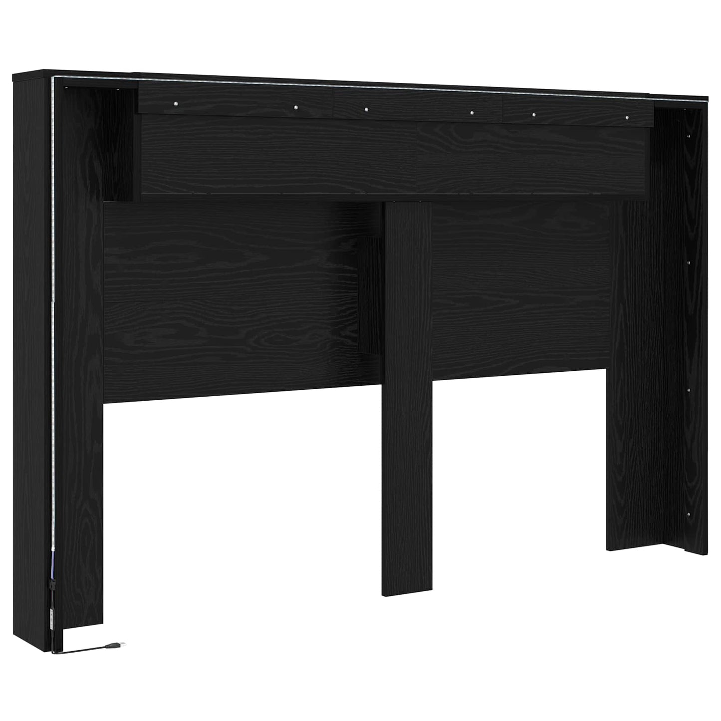 Kopfteil-Schrank mit LED Schwarze Eiche Holzwerkstoff