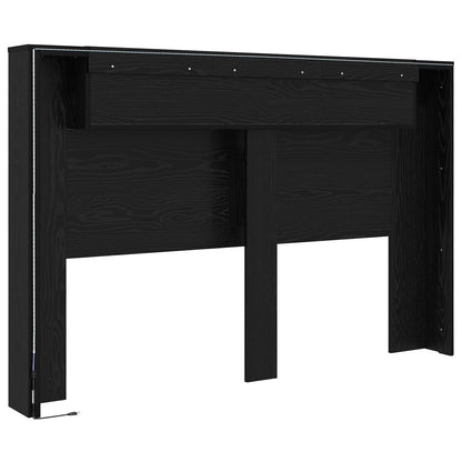 Kopfteil-Schrank mit LED Schwarze Eiche Holzwerkstoff