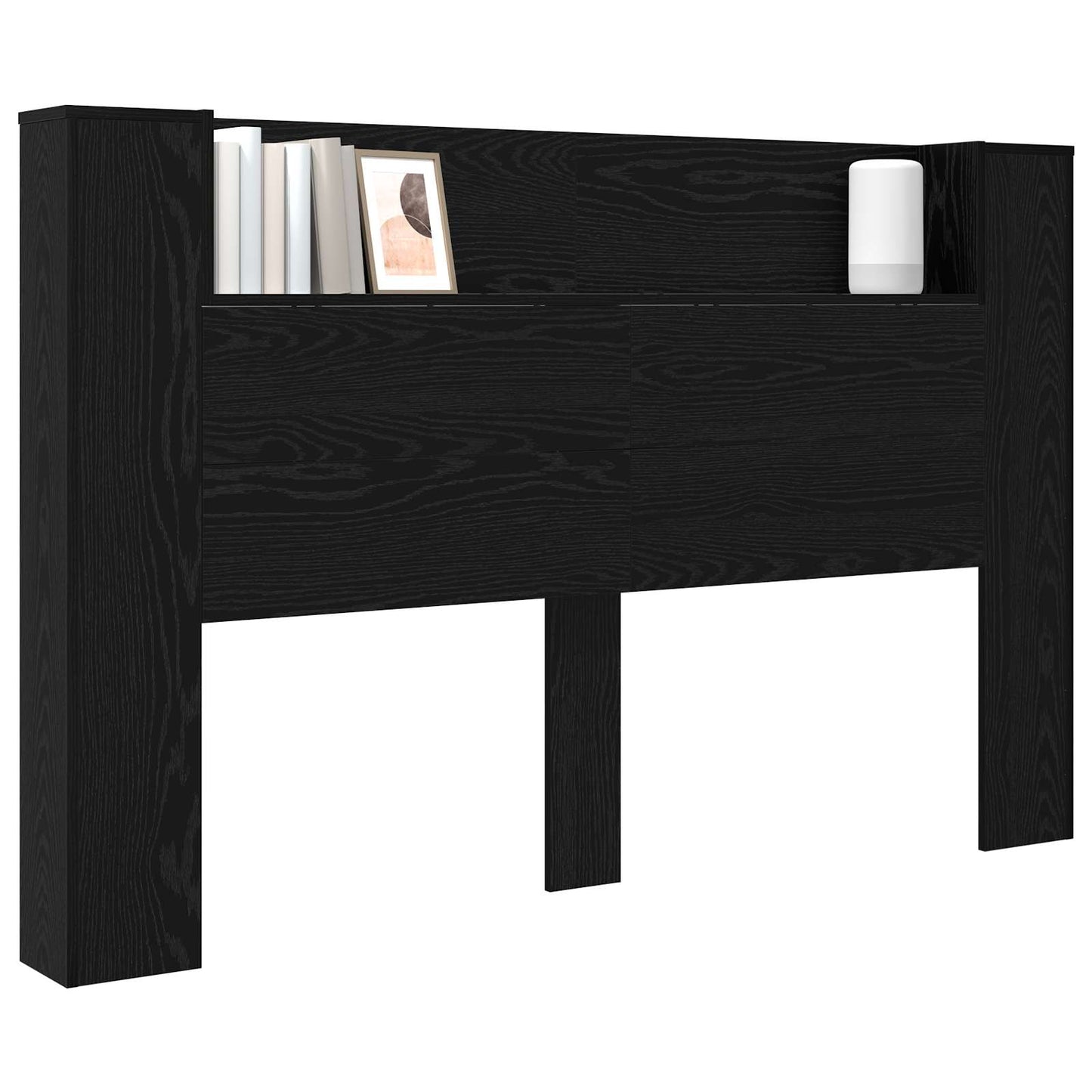 Kopfteil-Schrank mit LED Schwarze Eiche Holzwerkstoff