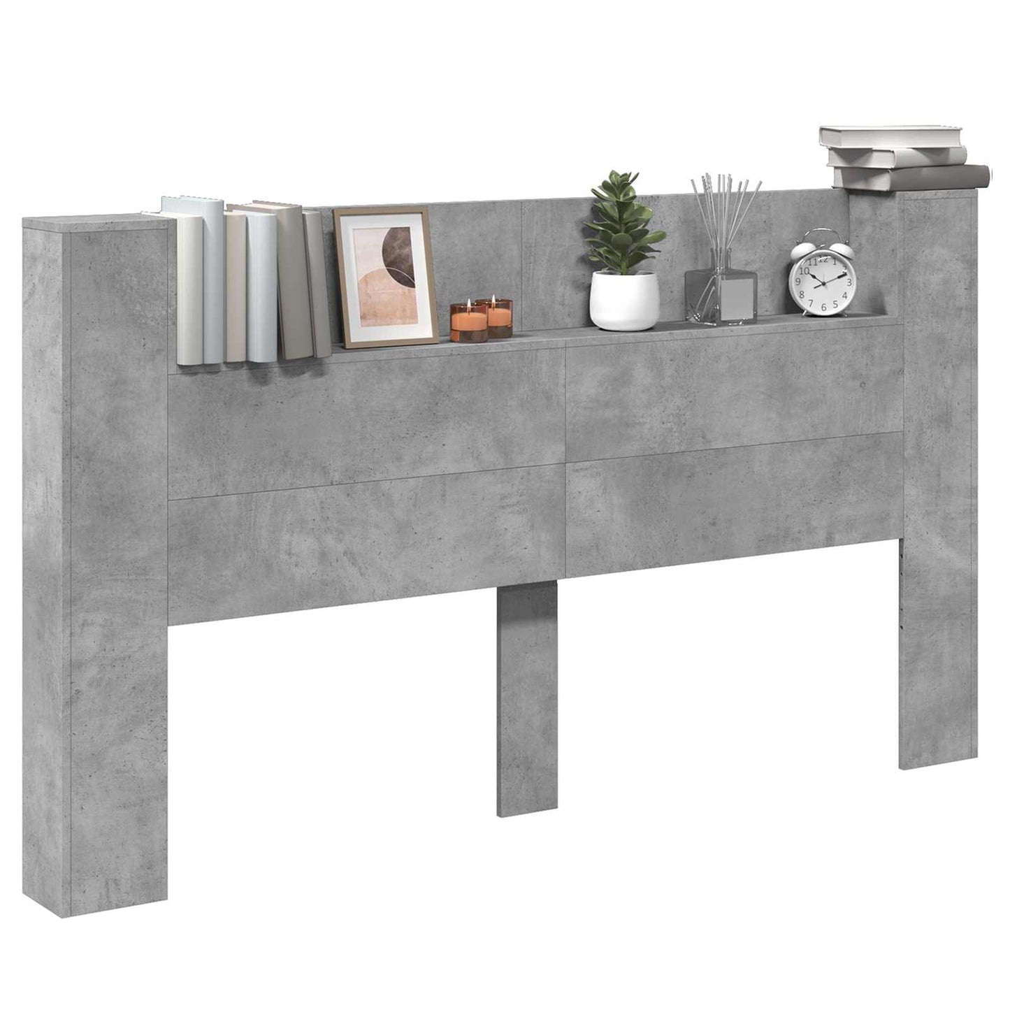 Kopfteil-Schrank mit LED Beton Holzwerkstoff