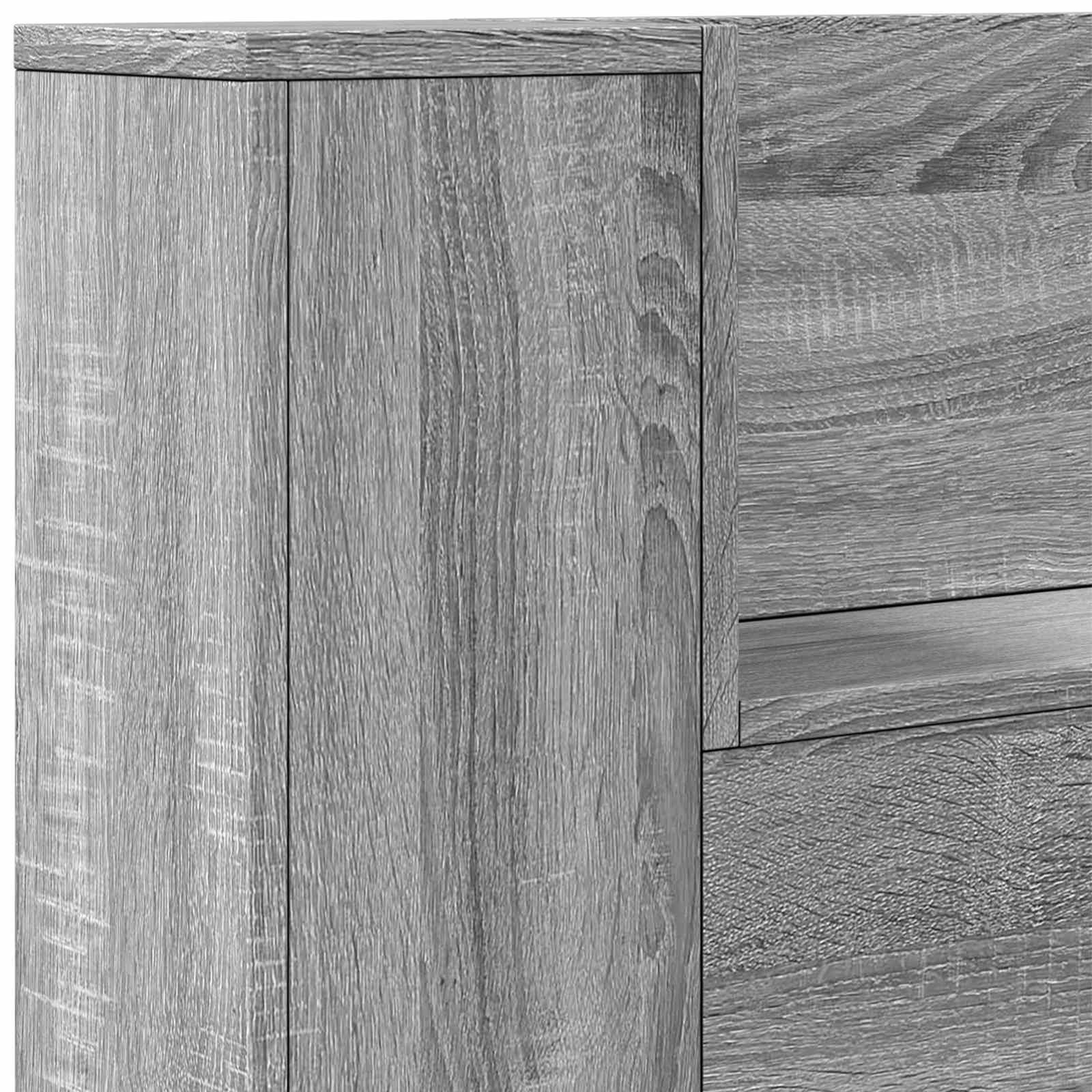 Kopfteil-Schrank mit LED Graues Sonoma Holzwerkstoff