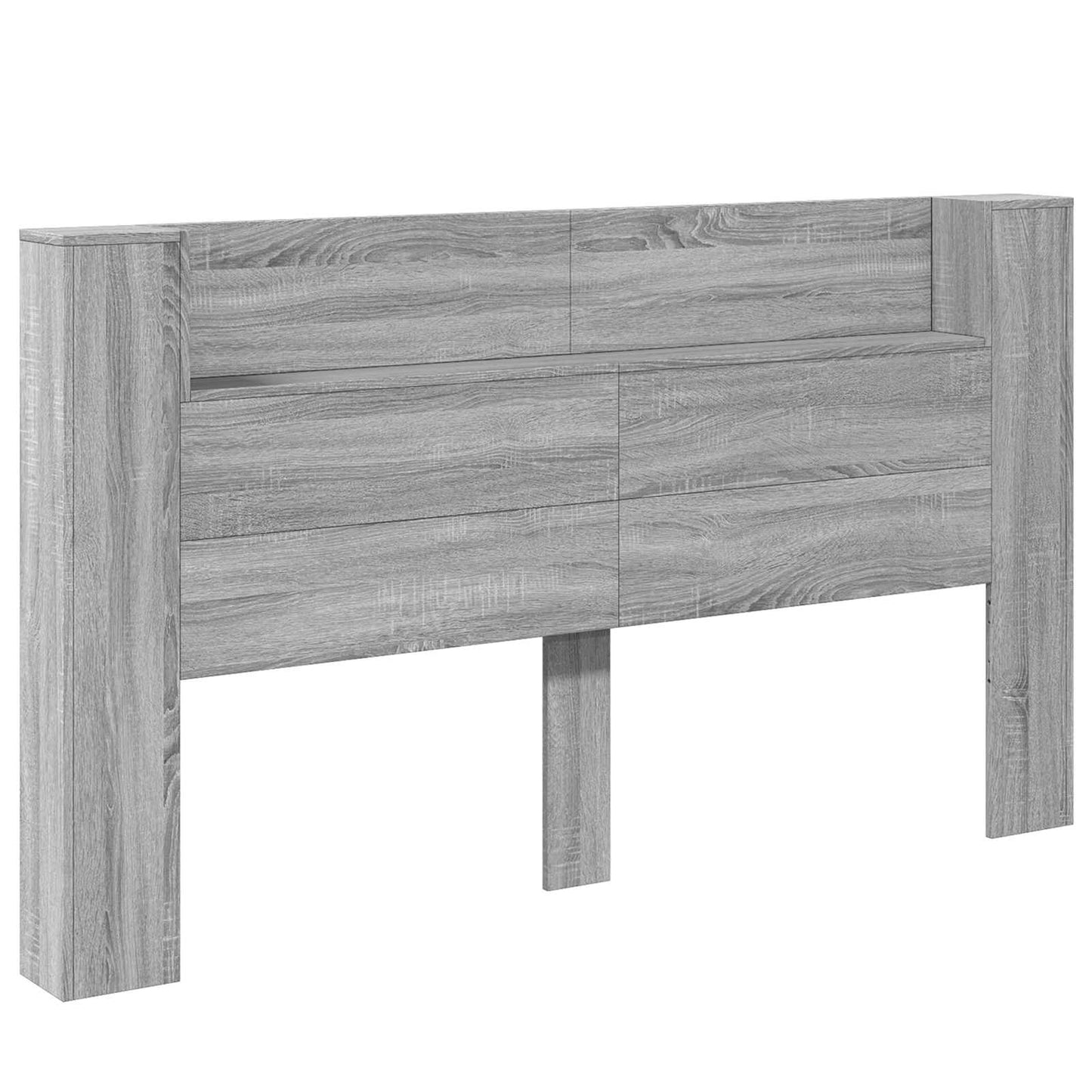 Kopfteil-Schrank mit LED Graues Sonoma Holzwerkstoff