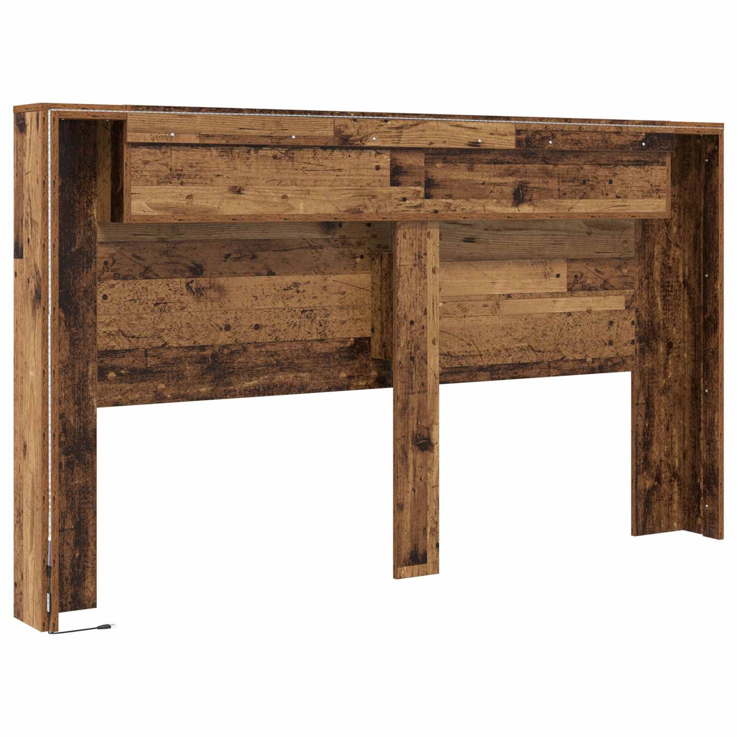 Kopfteil-Schrank mit LED Altholz Holzwerkstoff