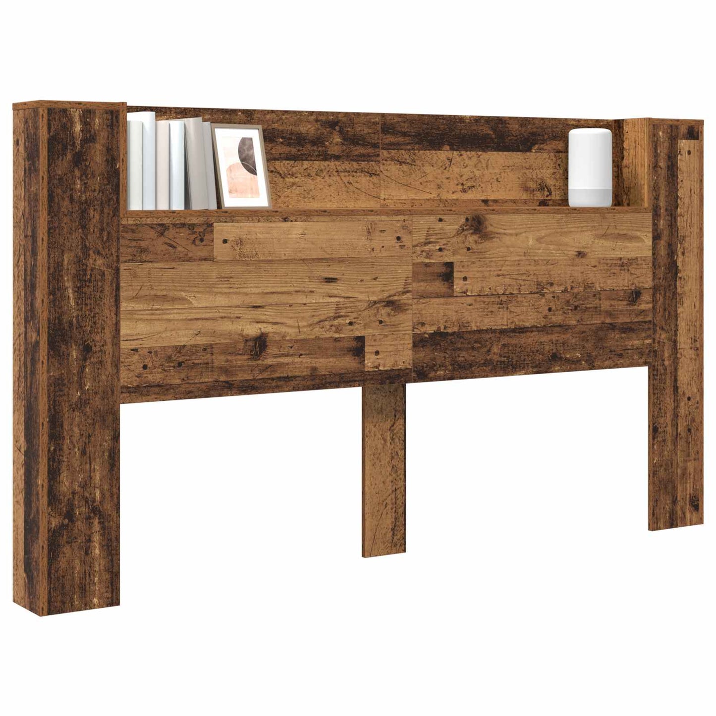 Kopfteil-Schrank mit LED Altholz Holzwerkstoff