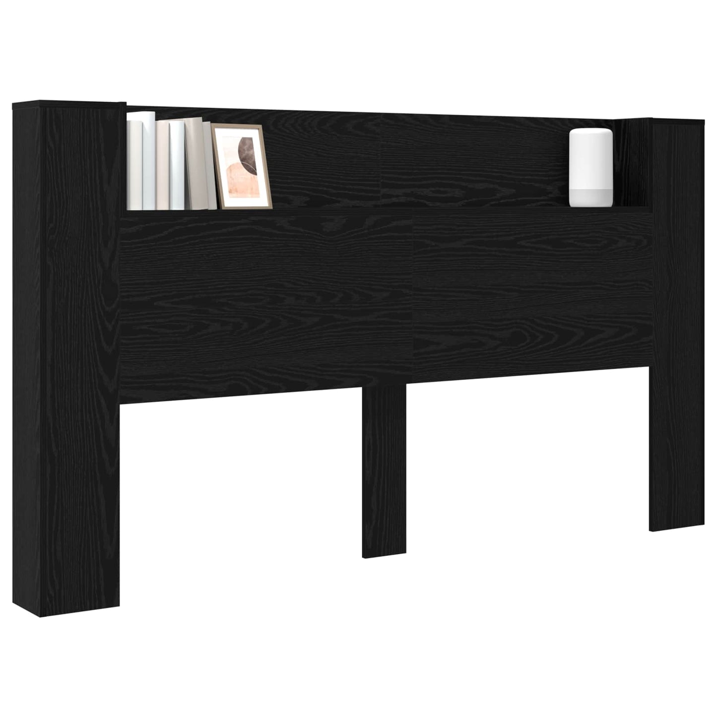 Kopfteil-Schrank mit LED Schwarze Eiche Holzwerkstoff