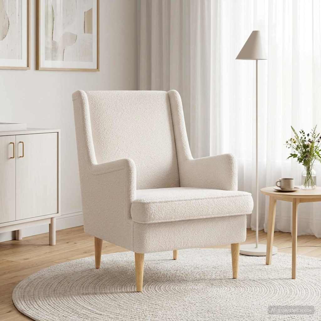 Sessel Creme Bouclé