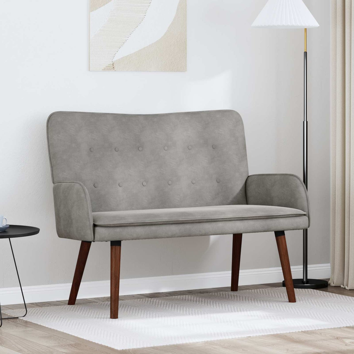 2-Sitzer Sofa Hellgrau 115 x 61 x 87 cm Samt