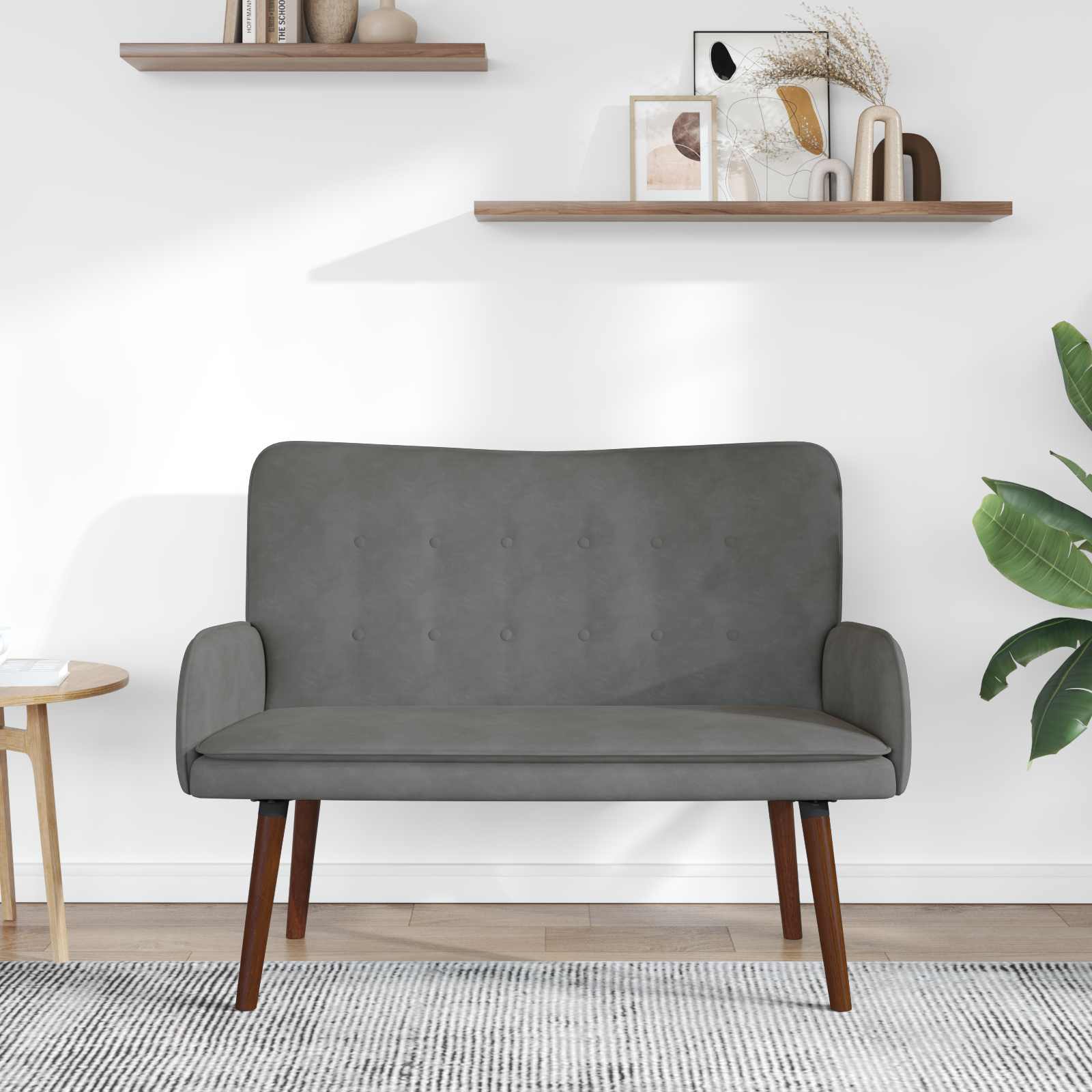 2-Sitzer Sofa Dunkelgrau 115 x 61 x 87 cm Samt