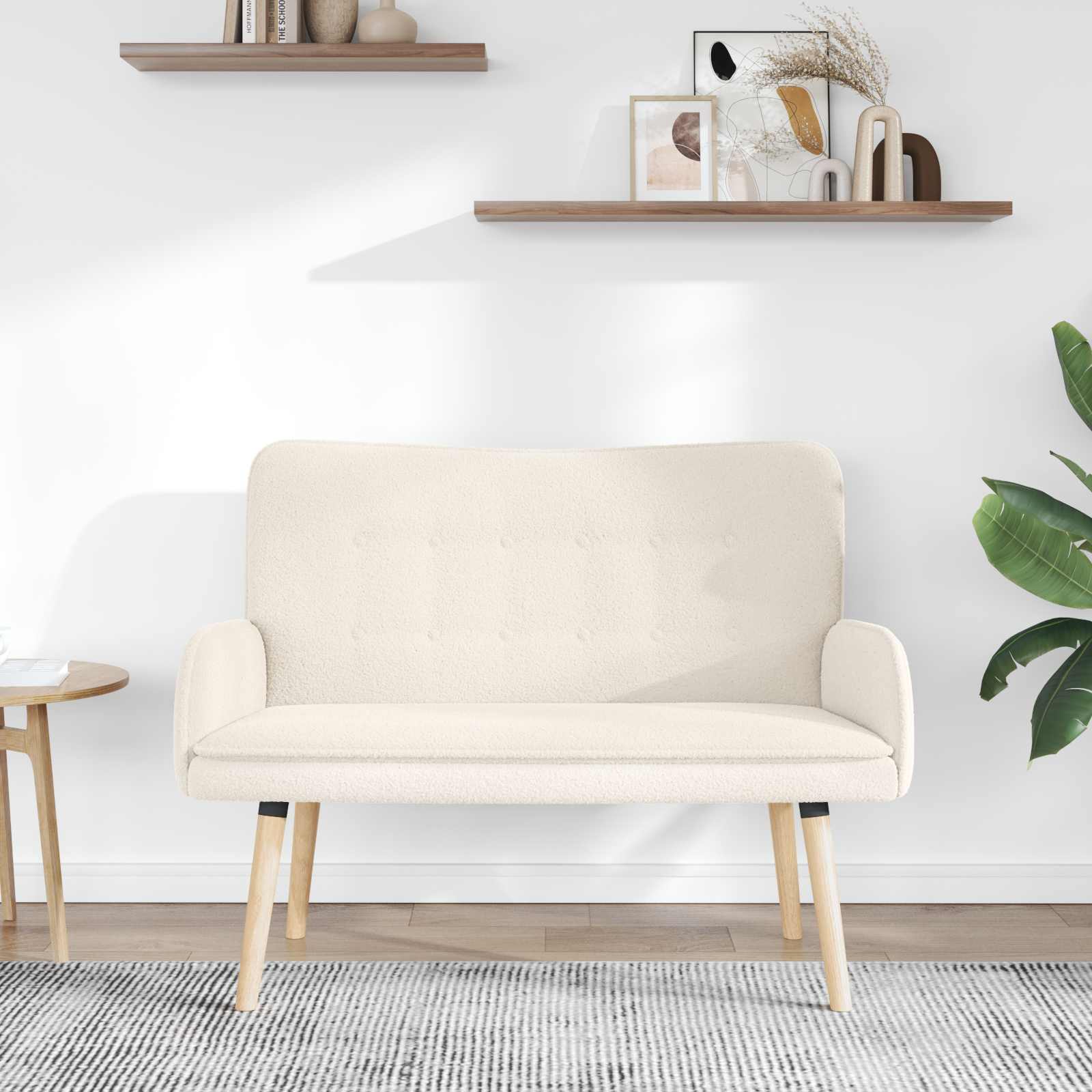2-Sitzer Sofa Creme 115 x 61 x 87 cm Bouclé