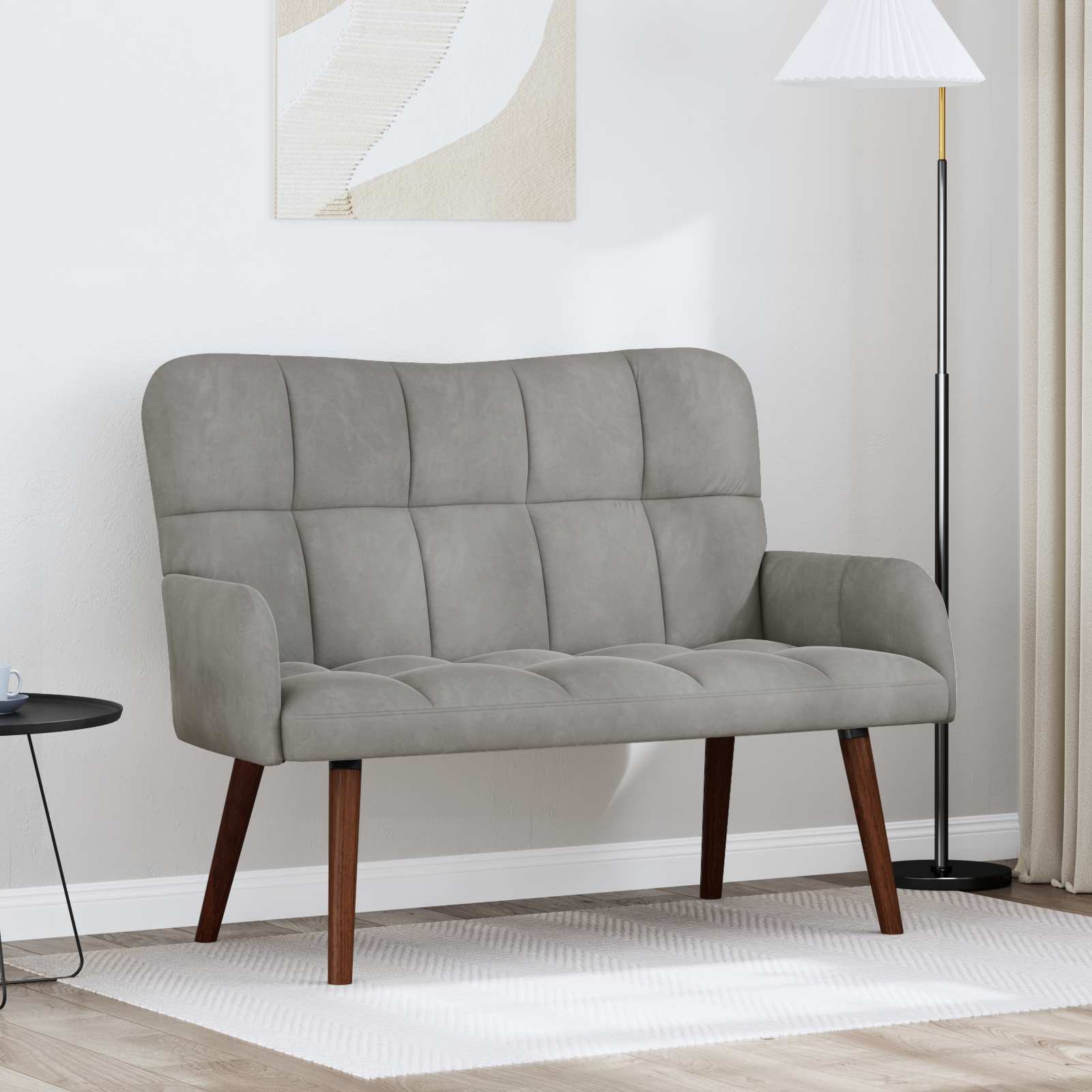 2-Sitzer Sofa Hellgrau 115 x 61 x 87 cm Samt