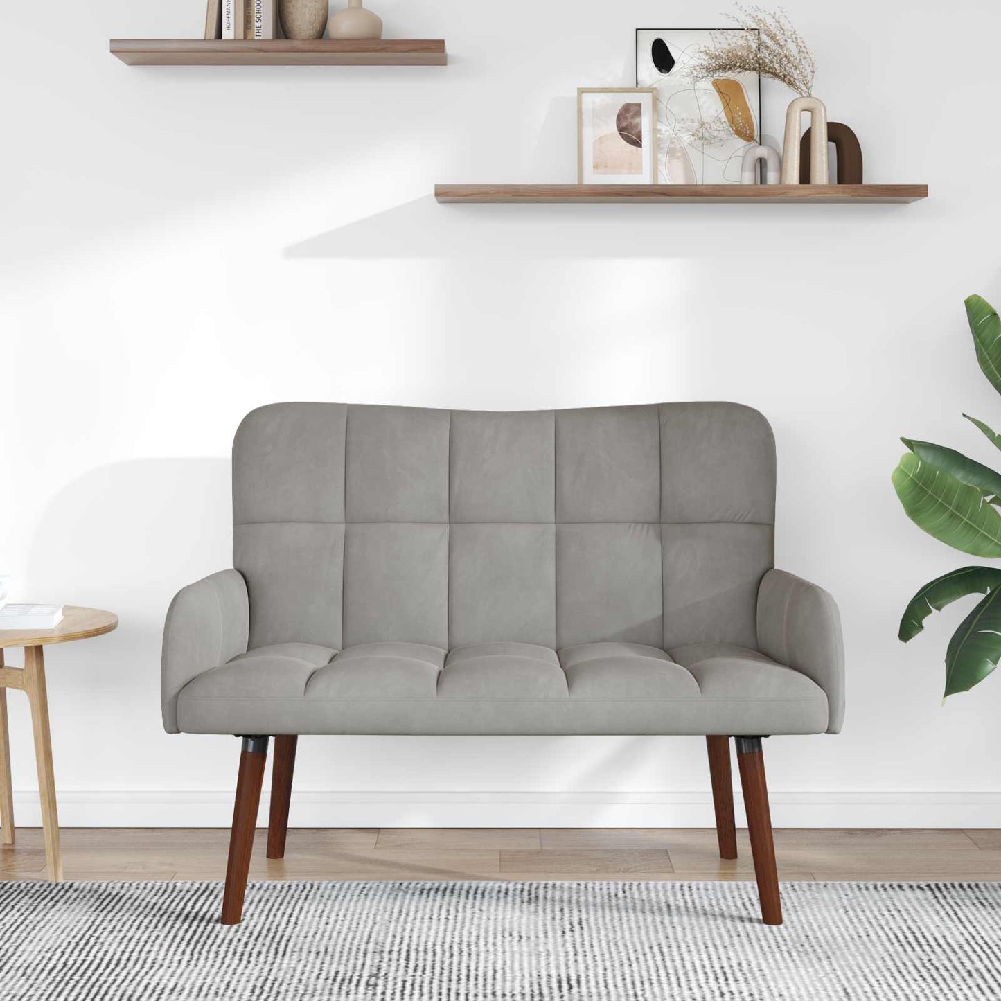 2-Sitzer Sofa Hellgrau 115 x 61 x 87 cm Samt