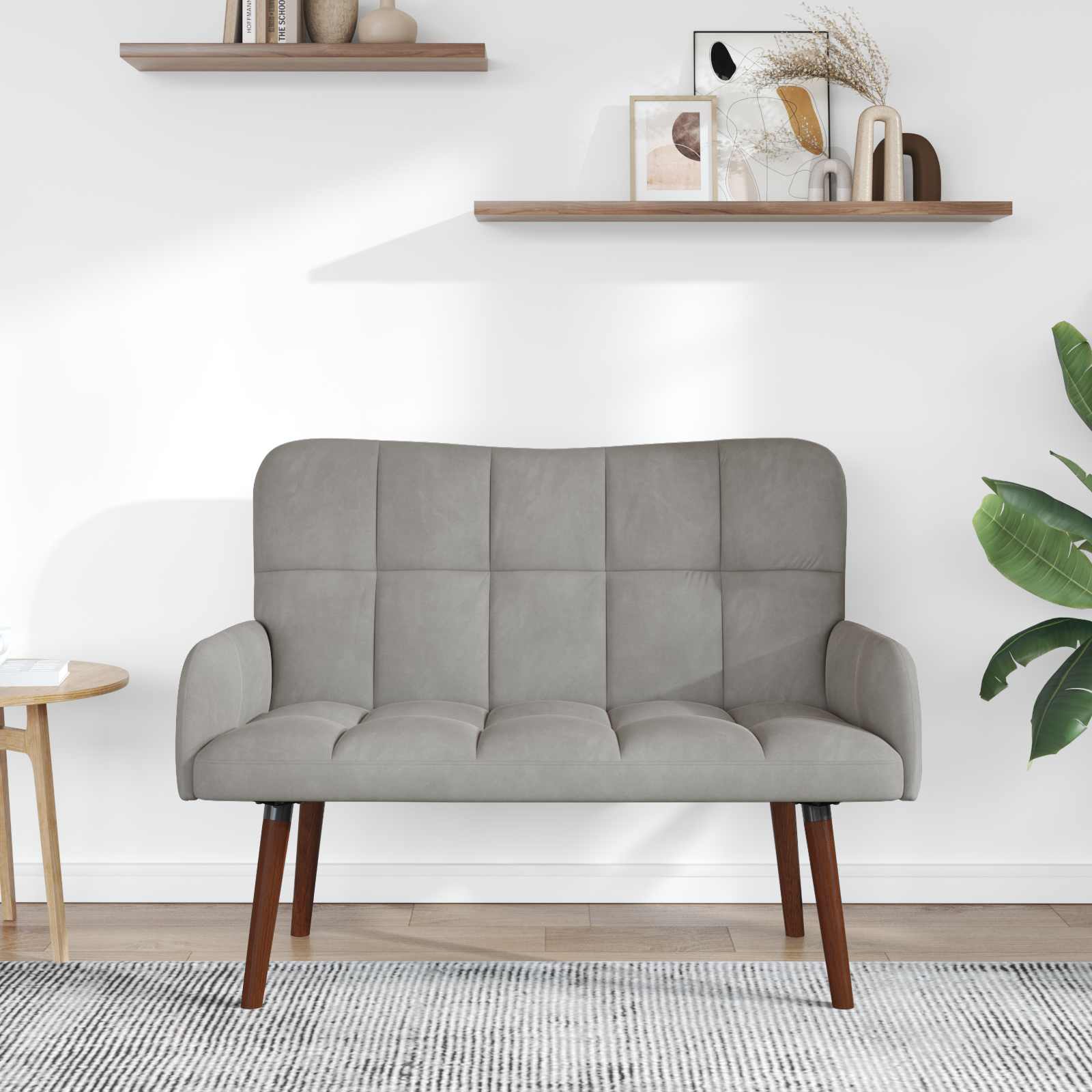 2-Sitzer Sofa Hellgrau 115 x 61 x 87 cm Samt