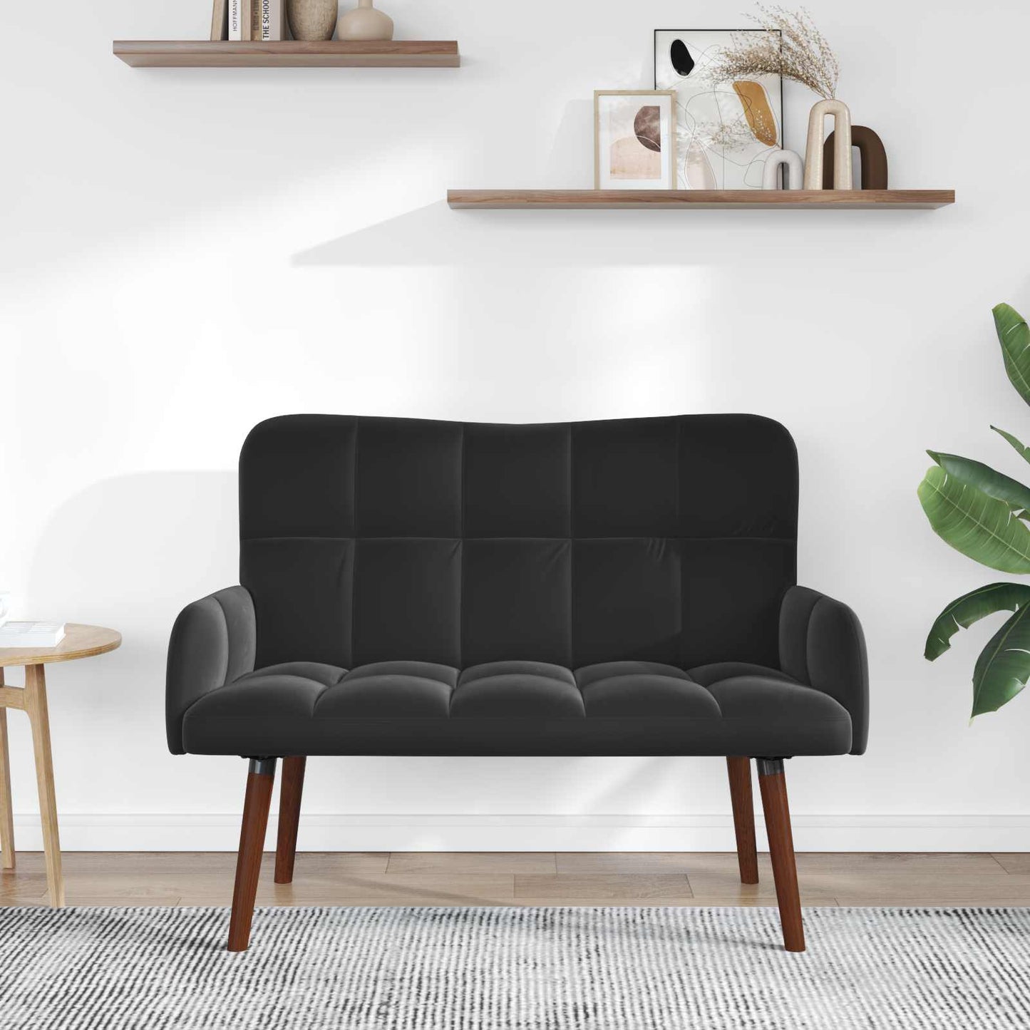 2-Sitzer Sofa Schwarz 115 x 61 x 87 cm Samt