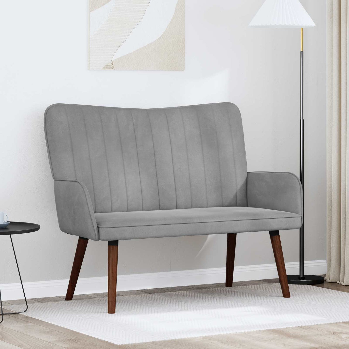 2-Sitzer Sofa Hellgrau 115 x 61 x 87 cm Samt