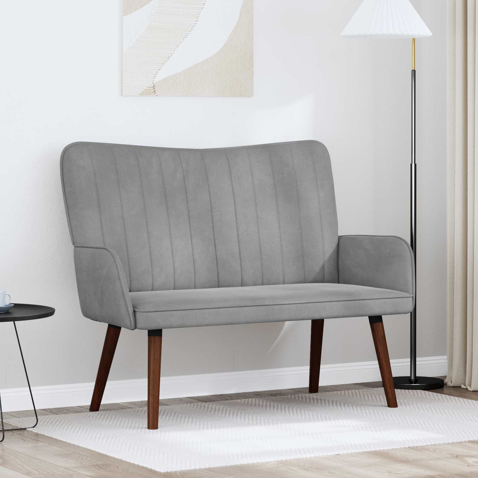 2-Sitzer Sofa Hellgrau 115 x 61 x 87 cm Samt