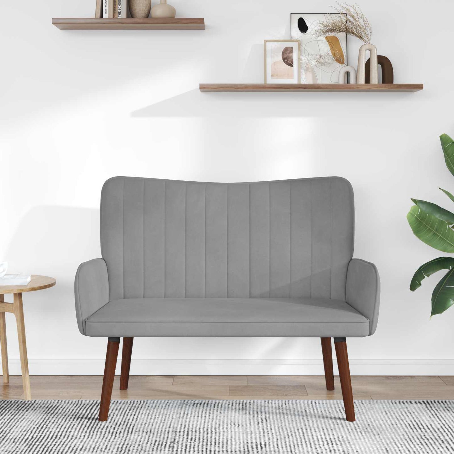 2-Sitzer Sofa Hellgrau 115 x 61 x 87 cm Samt