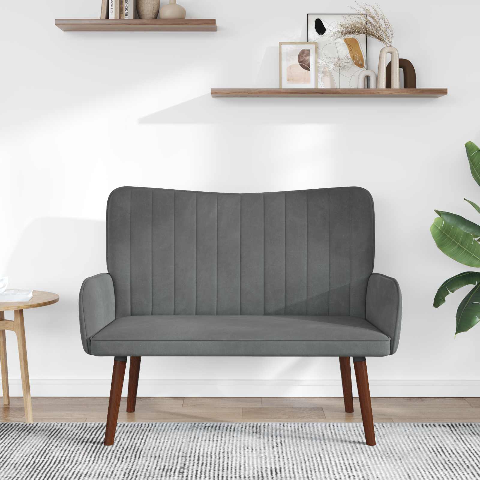 2-Sitzer Sofa Dunkelgrau 115 x 61 x 87 cm Samt